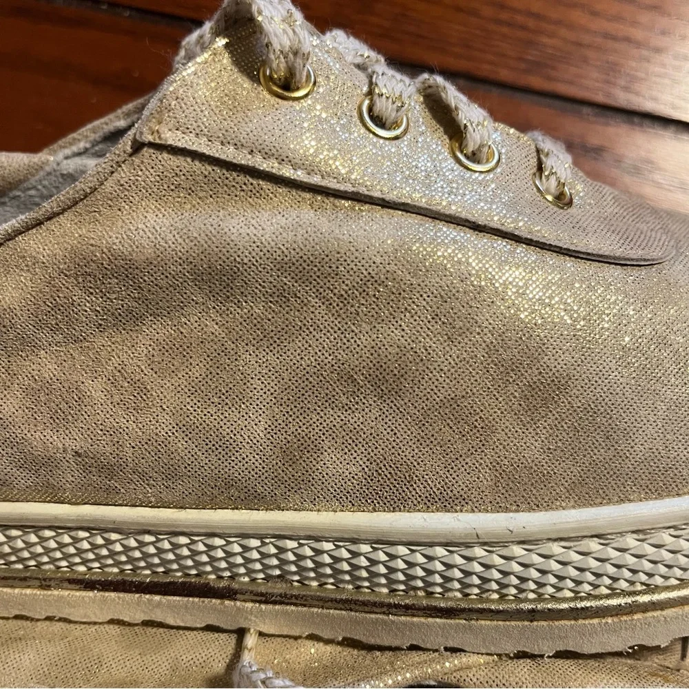 Stuart Weitzman Gold Metallic Animal Print Sneakers-holiday Christmas NWOT - Picture 3 of 5
